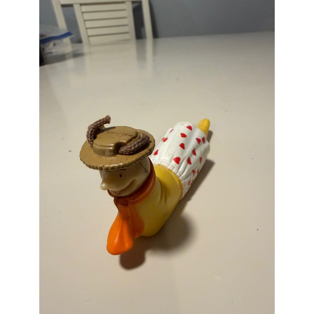 Vintage 1980s Tomy Richard Scarry Lowly Worm Wind Up Toy Heart Sneaker Hat 5in
